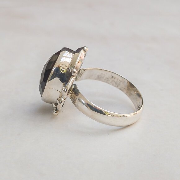 Artisan Sterling Silver Smoky Quartz Oval Ring, Size 6.75 - Picture 6 of 10